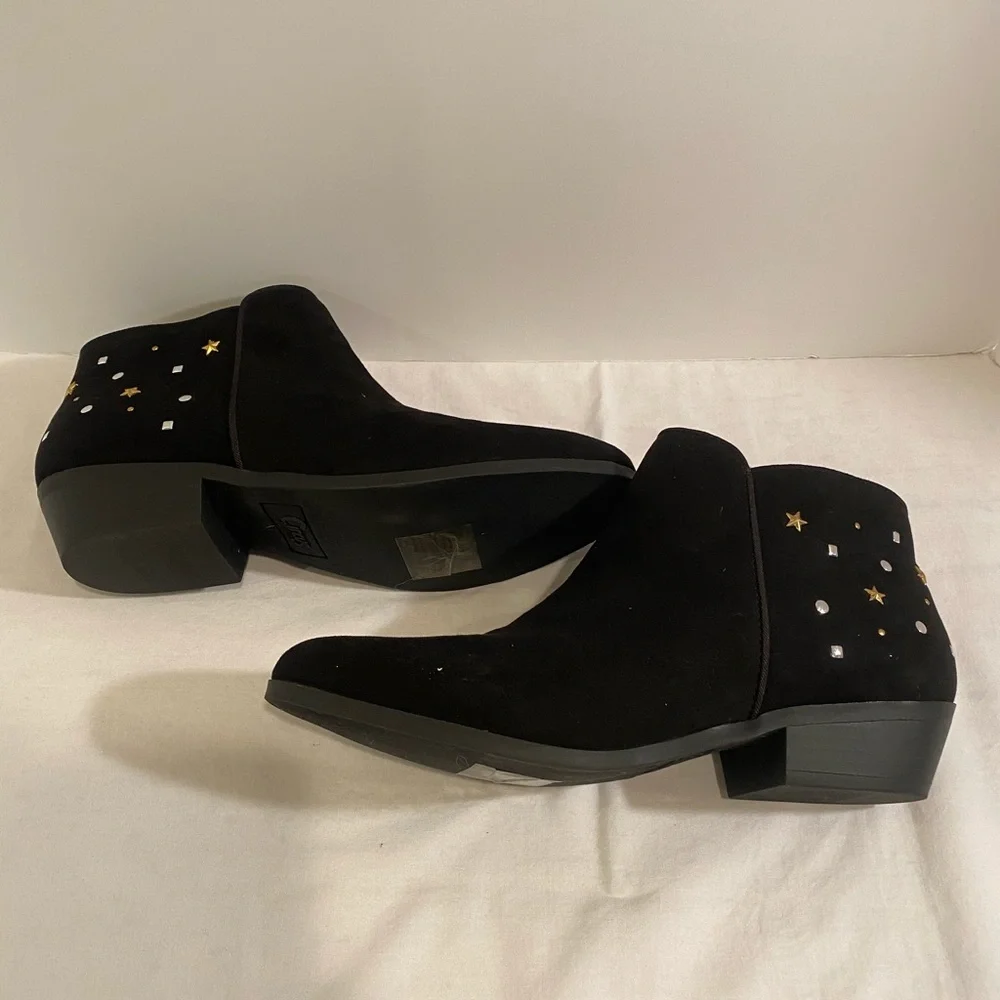 Sam Edelman Black Suede Ankle Boots with Star Studs